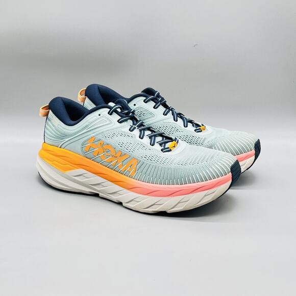 Hoka One One Shoes Womens 10.5 Blue Mesh Bondi 7 Road Running Sneakers Comfort main image 4